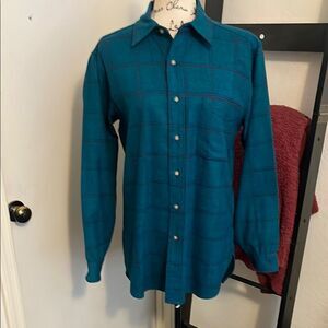 Vintage Pendleton Teal Multicolor Design Button-Up Shirt Made In USA